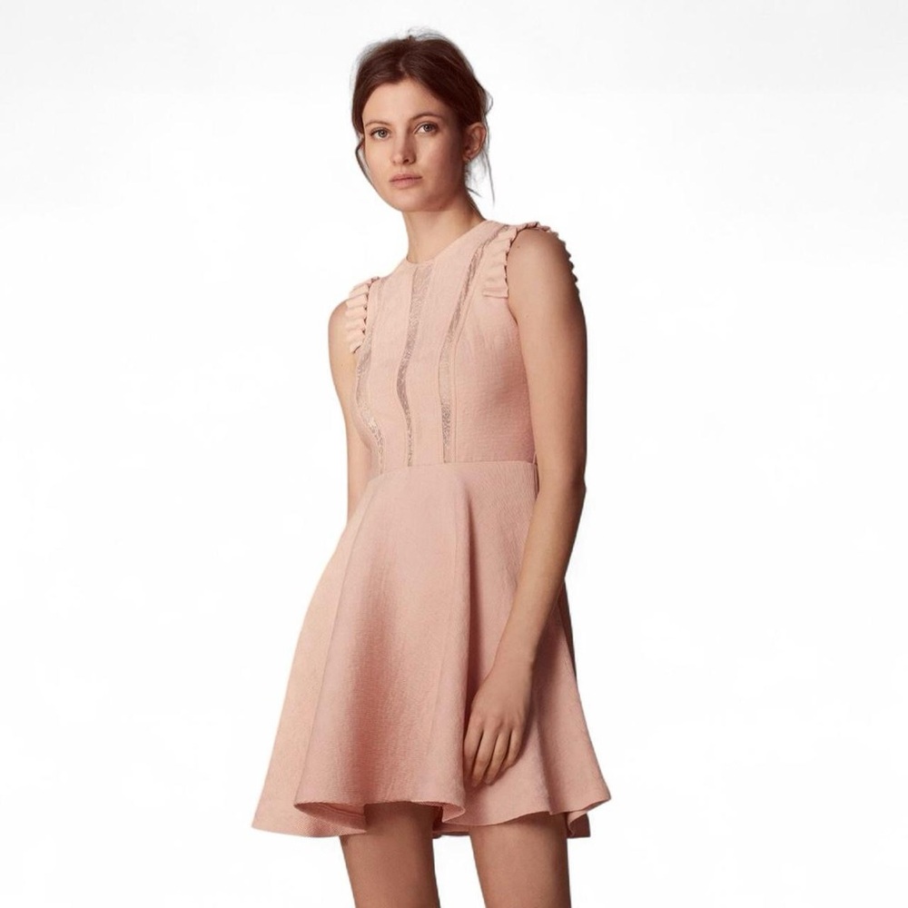 Sandro Paris Enrika Textured Peach Pink mini dress 36